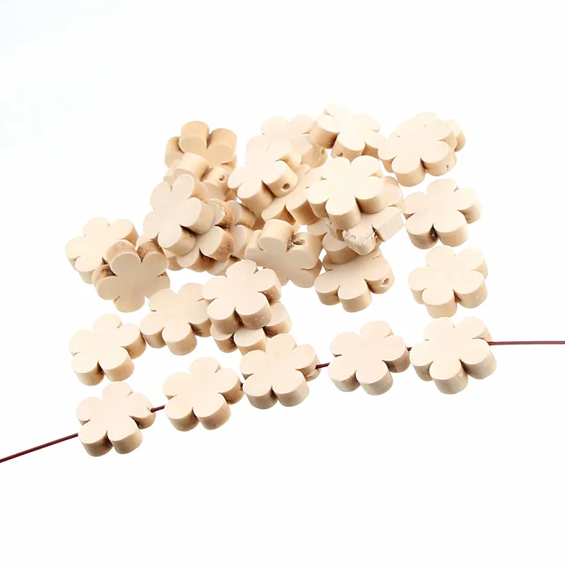 ​Natural Wooden Beads 30pcs 20x20mm Flat Small Flowers Loose Beads Supplies For Jewelry Making Diy Handmade Earrings Accessories