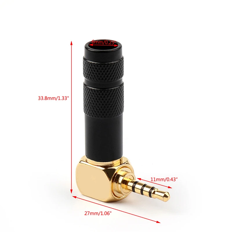 90 Degree Right Angle 2.5 Audio Plug 2.5mm 4 Pole Male Stereo Jack Adapter for DIY Repair Earphone Headphone Soldering Connector