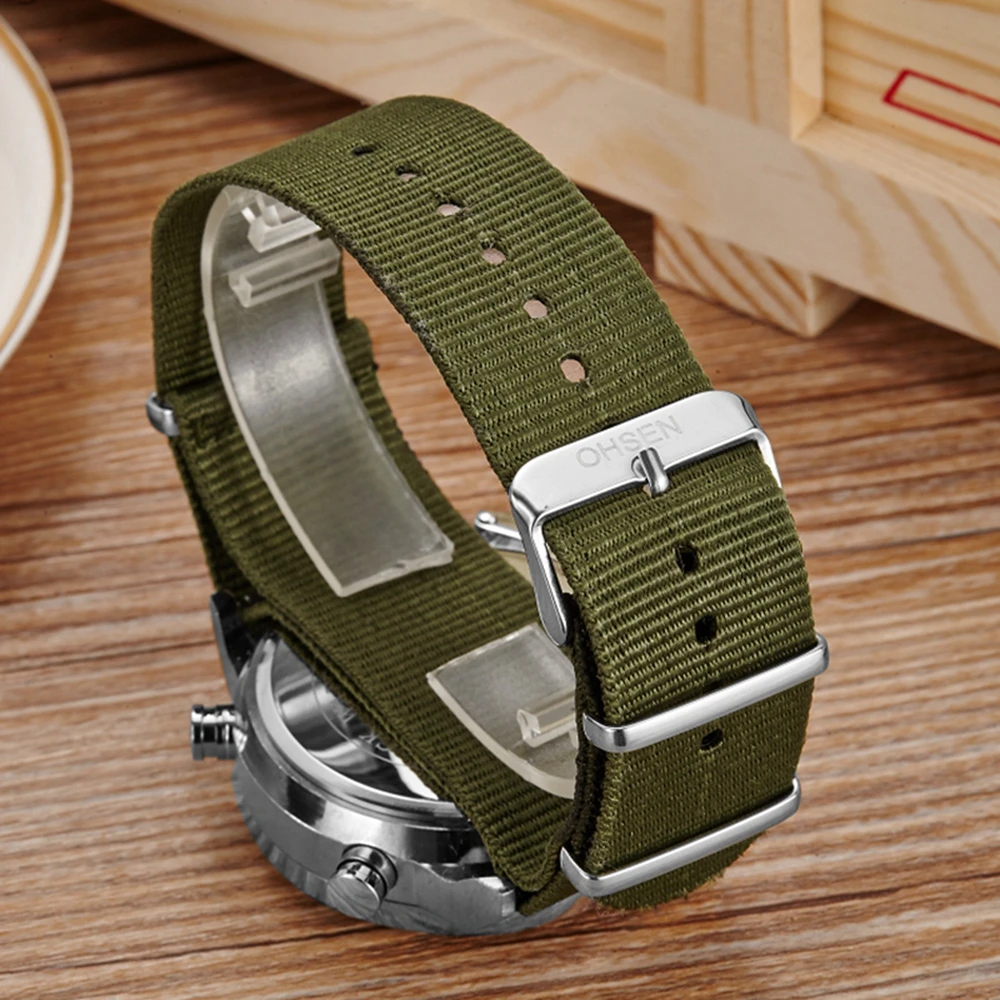 Outdoor Sport Watch Men Dual Time Waterproof Military Wristwatch Army Green Tactical Digital Quartz Watches Clocks reloj hombre