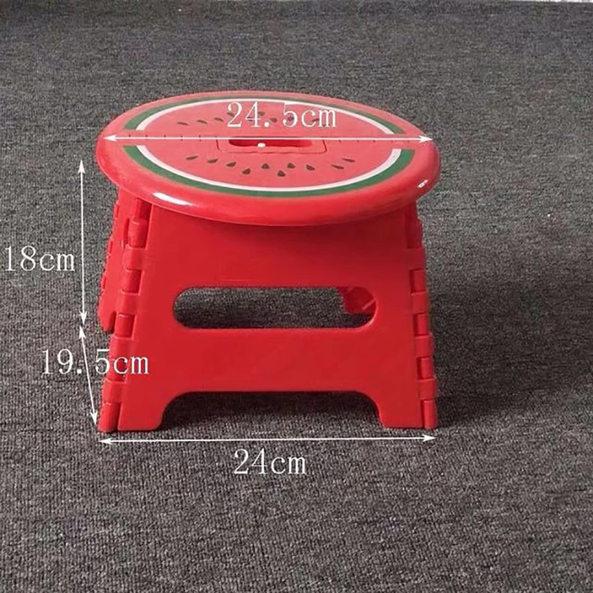 Folding Step Stool with Fruit Pattern Surface, Foldable Step Stool for Adults and Kids, Large / Small, Plastic Stool for Home