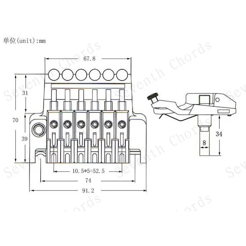Ein Satz Tremolo-Brücken für schwarze E-Gitarren mit Doppelverriegelungssystem, 6 Saiten, Zubehörteile – Detail 12