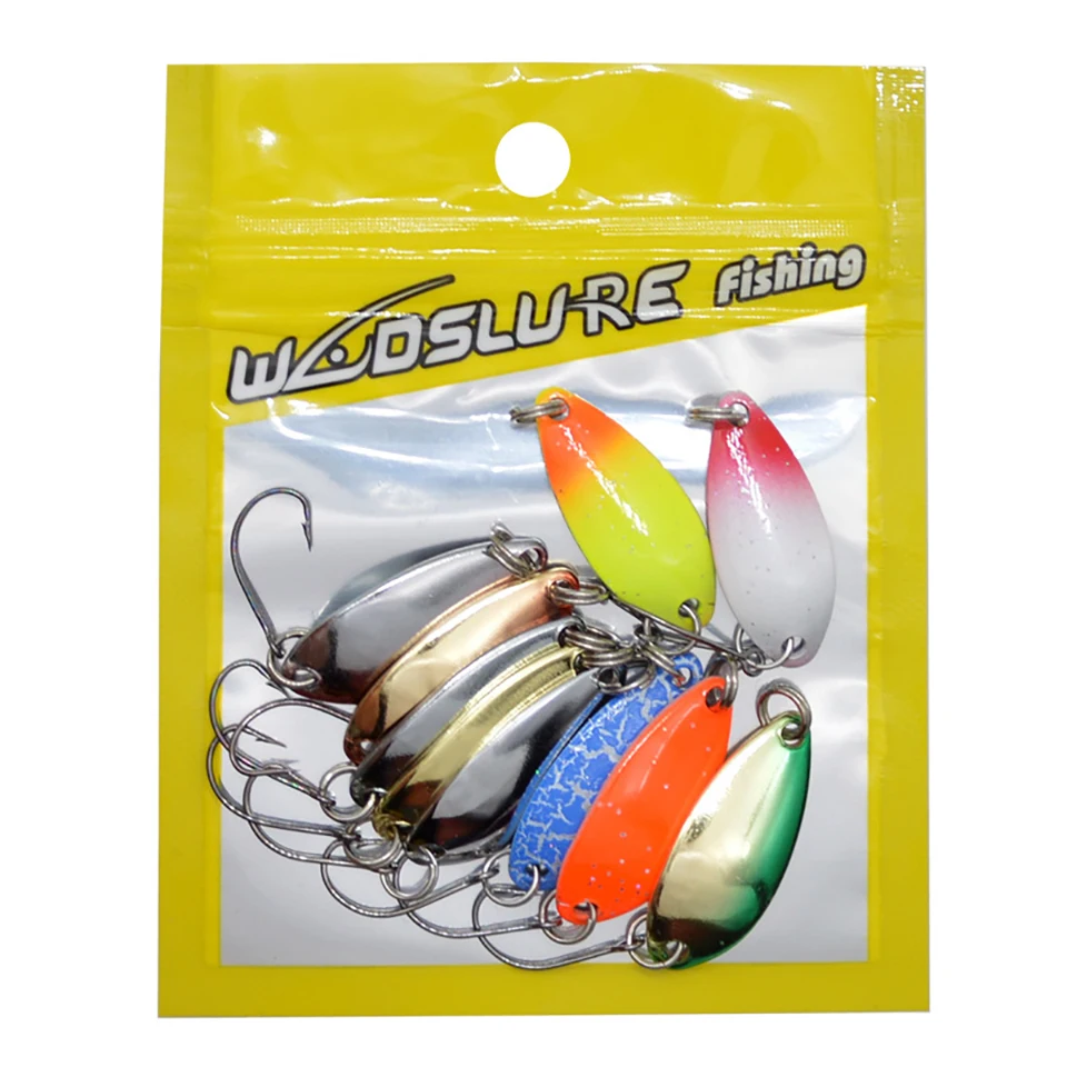 10 sztuk/6 sztuk miedzi przynęta na łyżkę 2.5G 32mm Metal Fishing Lure z pojedynczy haczyk twarda przynęta przynęty Spinner zima lodu połowów