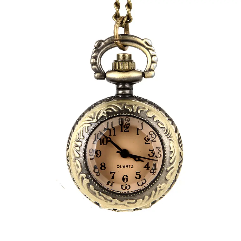 Fashion Men Women Vintage Quartz Pocket Watch Alloy Glass Dome Necklace Pendant Unisex Sweater Chain Clock Gifts XIN-Shipping