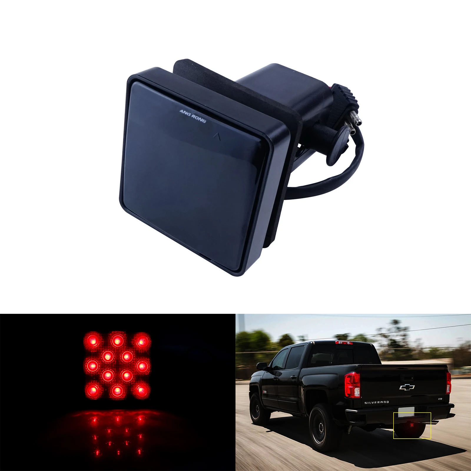 Black Lens 12 LED Tail Brake Light Trailer Hitch Cover Kit For Towing Hauling 2