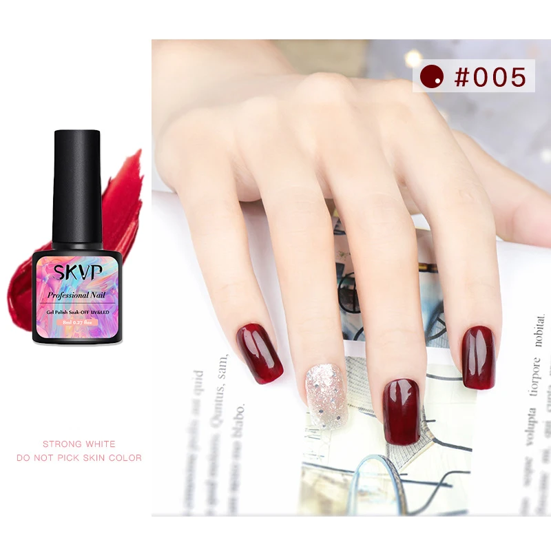 SKVP Cherry Red Series UV Gel Polish Gel Pure Colors Lacquer Manicure DIY Nail Art Design Gel Polish Base Top Coat Nail Art