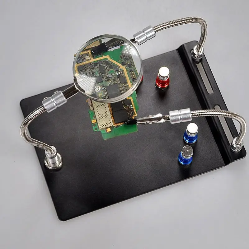 Magnetic Circuit  Board Holder Helping Hands Soldering Third Hand with Magnifier