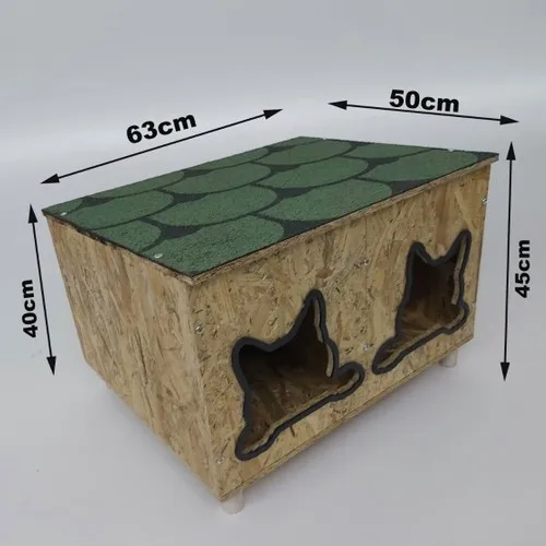 Marina Wood Wooden Cat Booth-Wood Dual Cat House