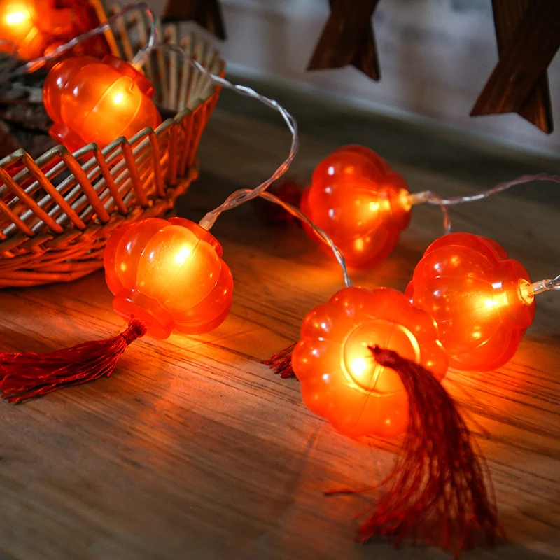 2022 Chinese New Year Lantern Decoration For Home 10LED Red Lantern Spring Festival Holiday Supplies Lamp Layout Lights Festive