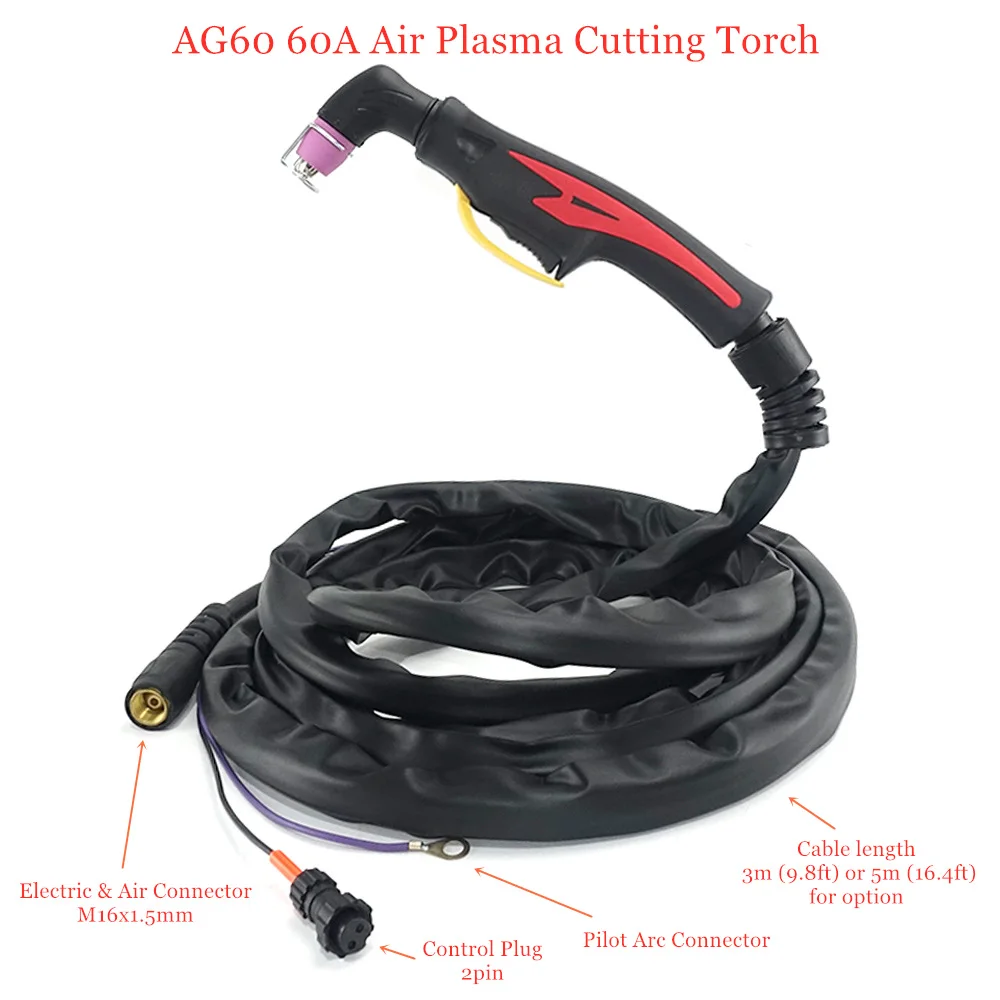 Air Plasma Cutter Gun 60A AG60 SG55 WSD60 3/5M Pilot Arc Torch for 18mm Plasma Cutting Machine Torch