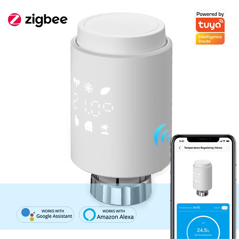 Tuya ZigBee3.0 Smart Radiator Actuator Programmable Thermostatic Radiator Valve Temperature Controller With Alexa Google Home