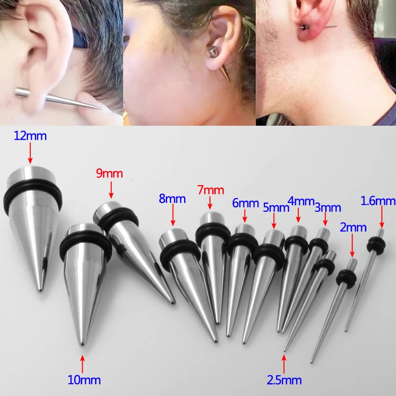 2Pcs Titanium Steel Ear Stretcher Kit Gauges Ear Tapers Expander Plugs and Tunnels Body Piercing Jewelry 7mm 9mm