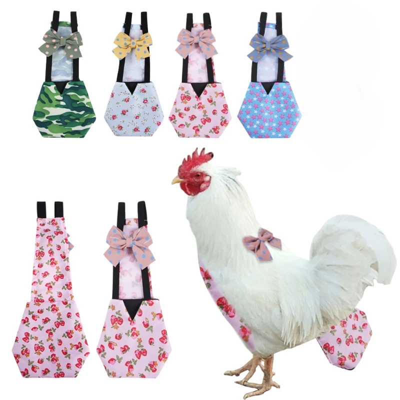 Pannolini pollo vestiti per animali domestici regolabili per anatra Reusabl pollame Costume pannolini lavabili con fiocco Decor per uccello d\'oca