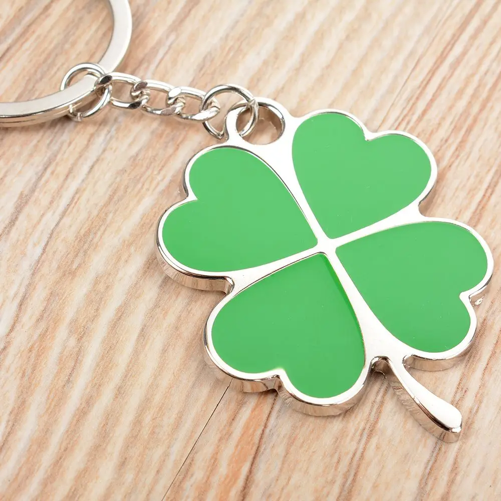 Four-leaf Clover Lucky Fortune Keychain Hot Sale Creative Green Color Key Chain Ring Pendant Bag Accessories Girls Keyring Gifts