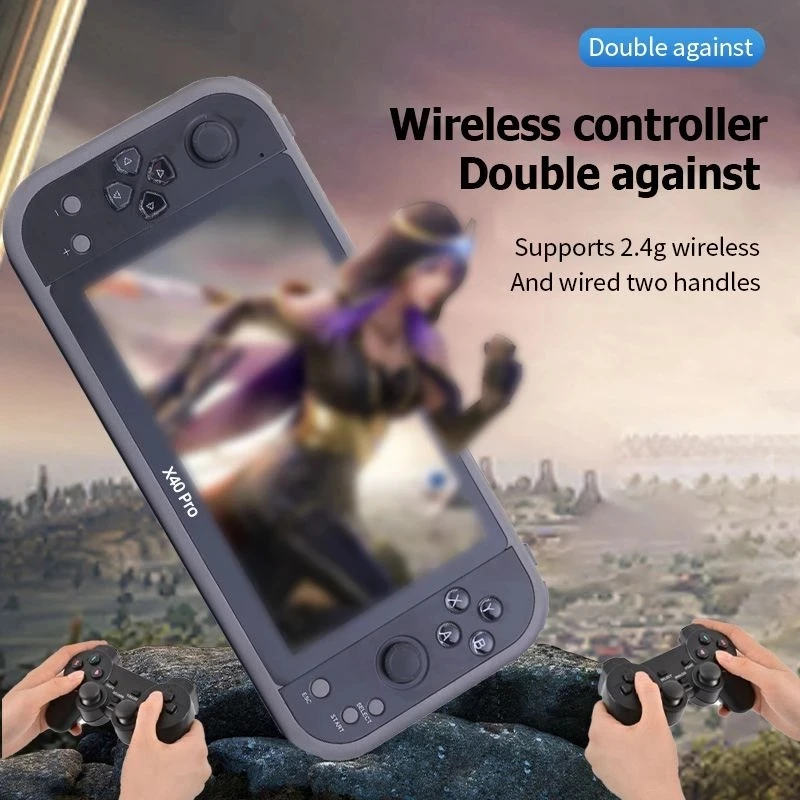 X40 pro handheld retro vídeo game console hd video game 7 polegada duplo rocker mp4 jogador tf cartão para jogos gba/nes