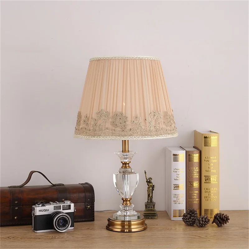 OURFENG Modern Table Lamp Crystal Desk Light LED Home Luxury Beside Decorative for Foyer Bedroom Office Hotel