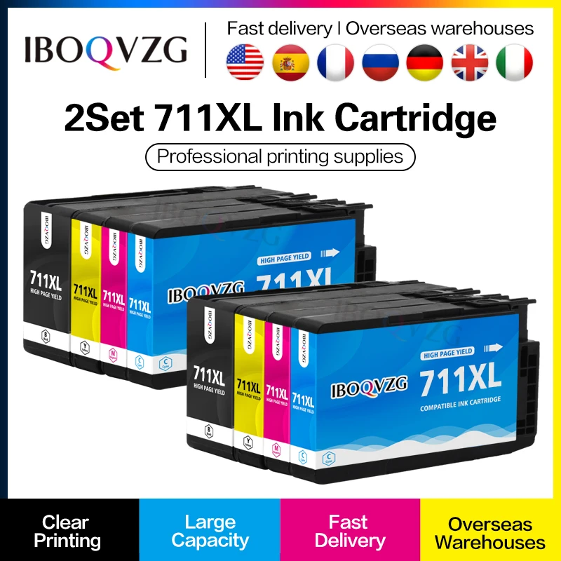 

IBOQVZG Compatible For HP 711 XL 711XL Full Ink Cartridge For HP DesignJet T120 24,T120 610,T520 24,T520 36,T520 610 Printers