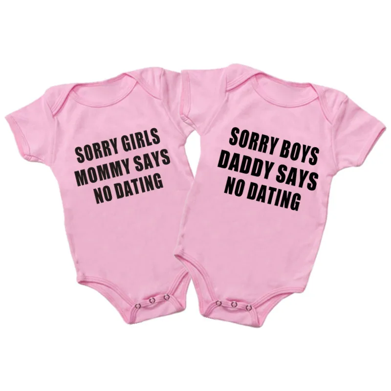 Lovely Sorry Boys Daddy Says No Dating Baby Girl Clothes Pink Cotton Newborn Girls Bodysuit Summer Infant Romper