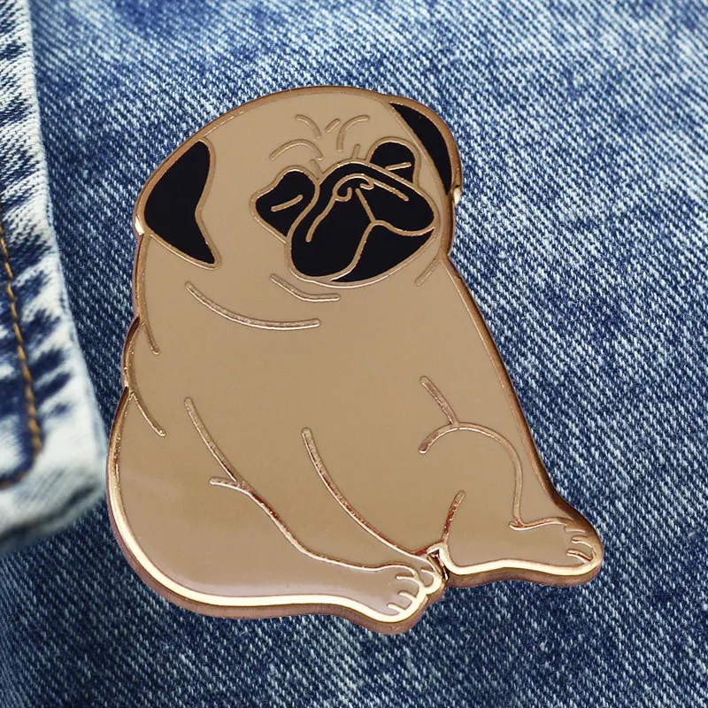 Relaxing Dog Cartoon Brooch Metal Enamel Lapel Badge Collect  Denim Jacket Backpack Pin Decoration Children Fashion Gifts