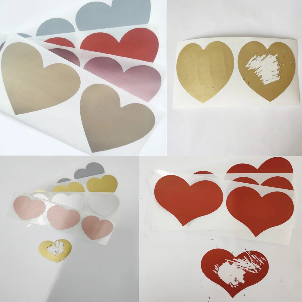 Scratch Off Sticker Heart Shape Color Blank For Secret Code Covering Home Game Wedding Reward Card