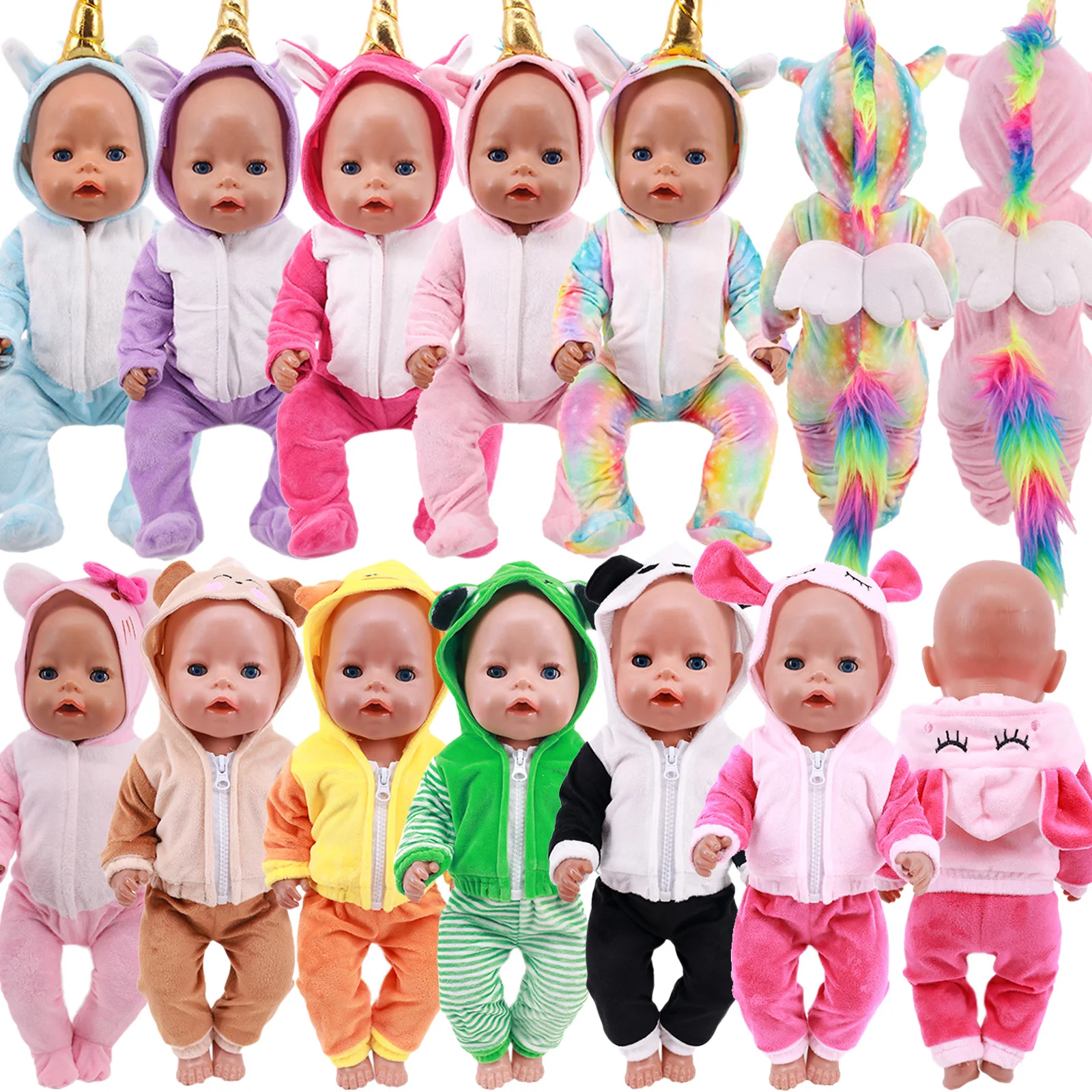 43cm Reborn New Born Baby Doll Unicorn Clothes Pajamas Outfit For 18 Inch American of girl`s&43Cm Baby New Born Doll Accessories