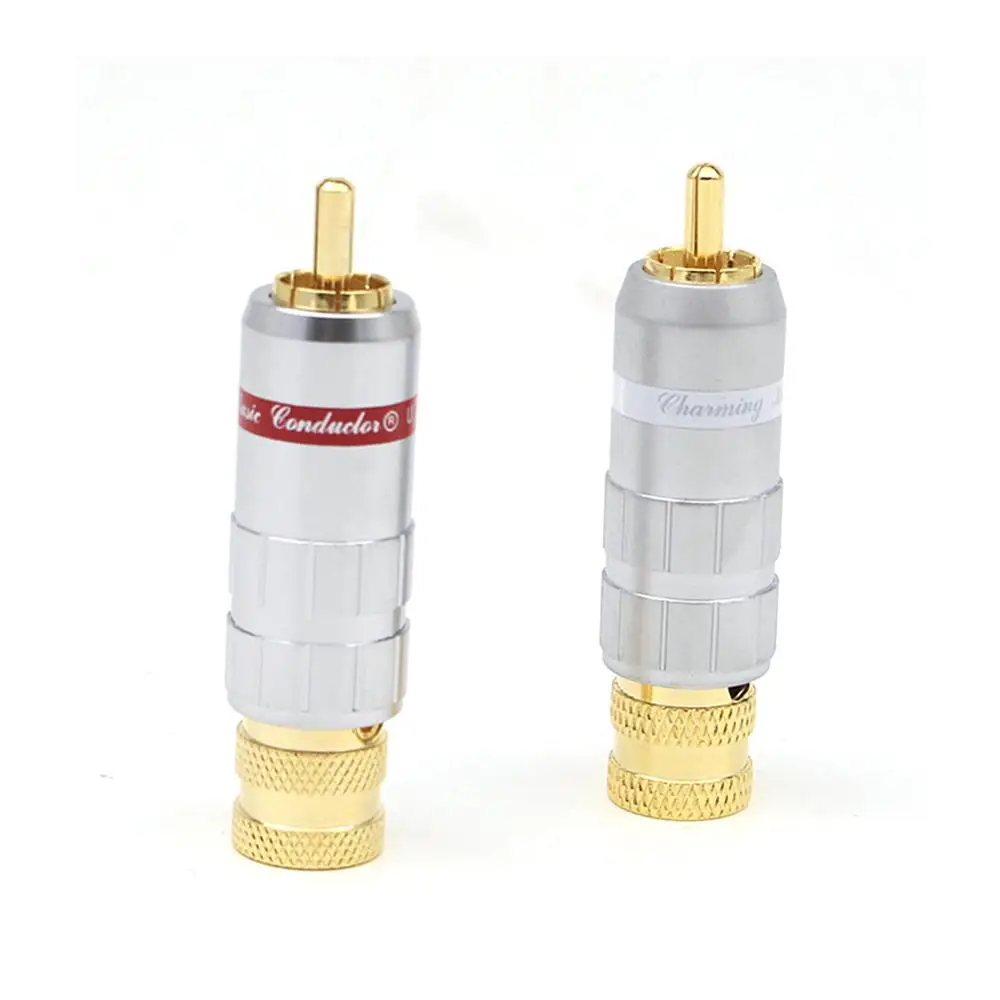 

Hifi 4pcs CMC-8236 Gold-plated HIFI RCA Plug Hi-end Self-locking A/V Connector For Diy Audio Cable