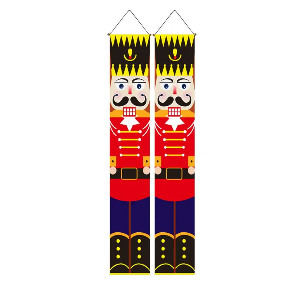 

2Pcs Christmas Banner Christmas Nutcracker Banner Decorations Christmas Red Nutcracker Couplets Nutcracker Christmas Banner F