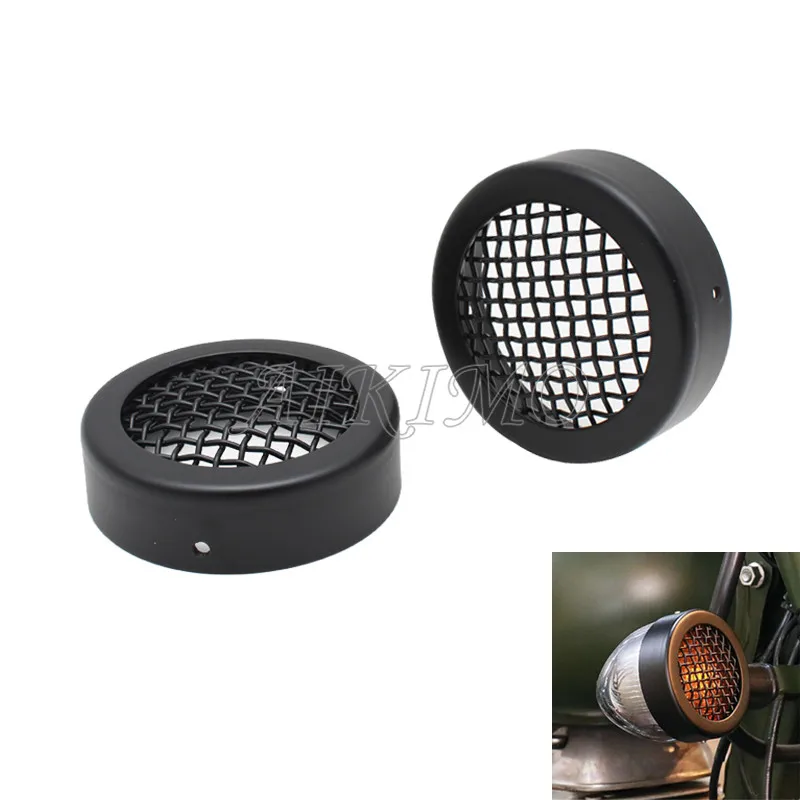 Black 2pcs Motorcycle Front Rear Turn Signal Light Indicator Grill Bezel Cover Iron For Royal Enfield Classic 500 Serise