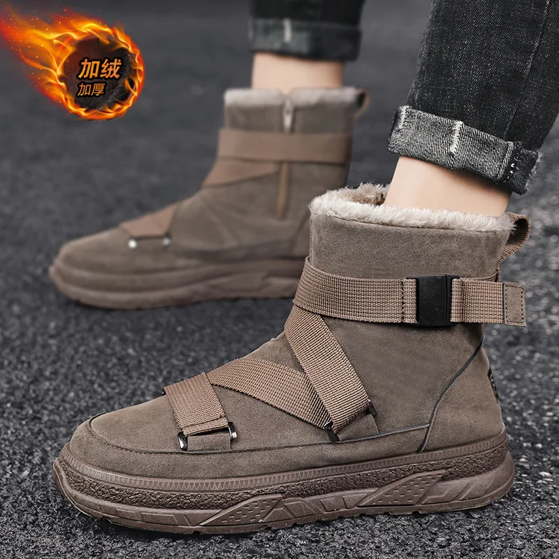 

Snow Boots men's high-top Winter Pop Plus Velvet Warm Snow Boots men's Version Of The Tide Thick Cotton Shoes For Men