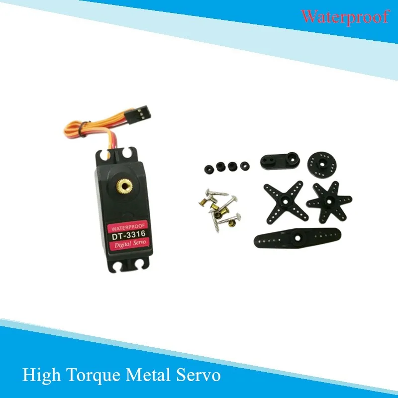 DT-3316 à prova dwaterproof água alto torque completo metal engrenagem rc servo motor avião helicóptero barco carro digital servo, 15kg torque, ângulo de