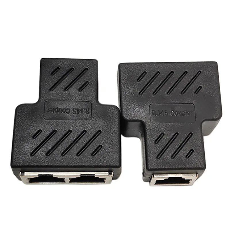 1ถึง2 Ways RJ45 Ethernet LAN Network Splitter อะแดปเตอร์คู่พอร์ต Coupler Extender อะแดปเตอร์ปลั๊กอะแดปเตอร์