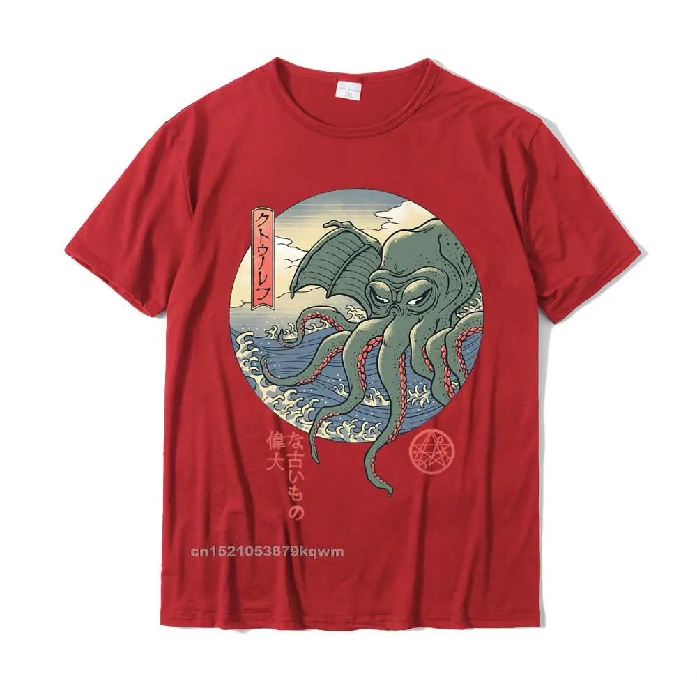 Cthulhu Ukiyo-E Premium T-Shirt Tops T Shirt Camisas Hombre Retro Normal Cotton Men Top T-Shirts Normal