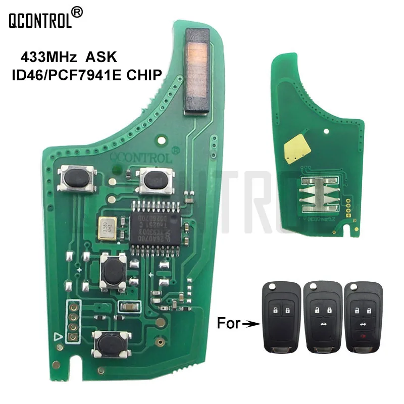 

QCONTROL Car Control Remote Key Electronic Circuit Board for Opel/Vauxhall 433MHz for Astra J Corsa E Insignia Zafira C