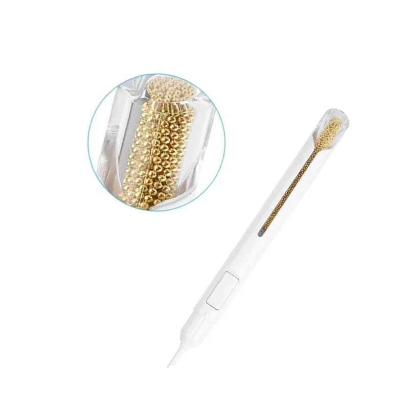 1Mm Edelmetaal Pen Metalen Nail Kralen Puntjes Pen Schilderen Goud Zilver Strass Plastic Handvat Nail Art Decoratie Tool