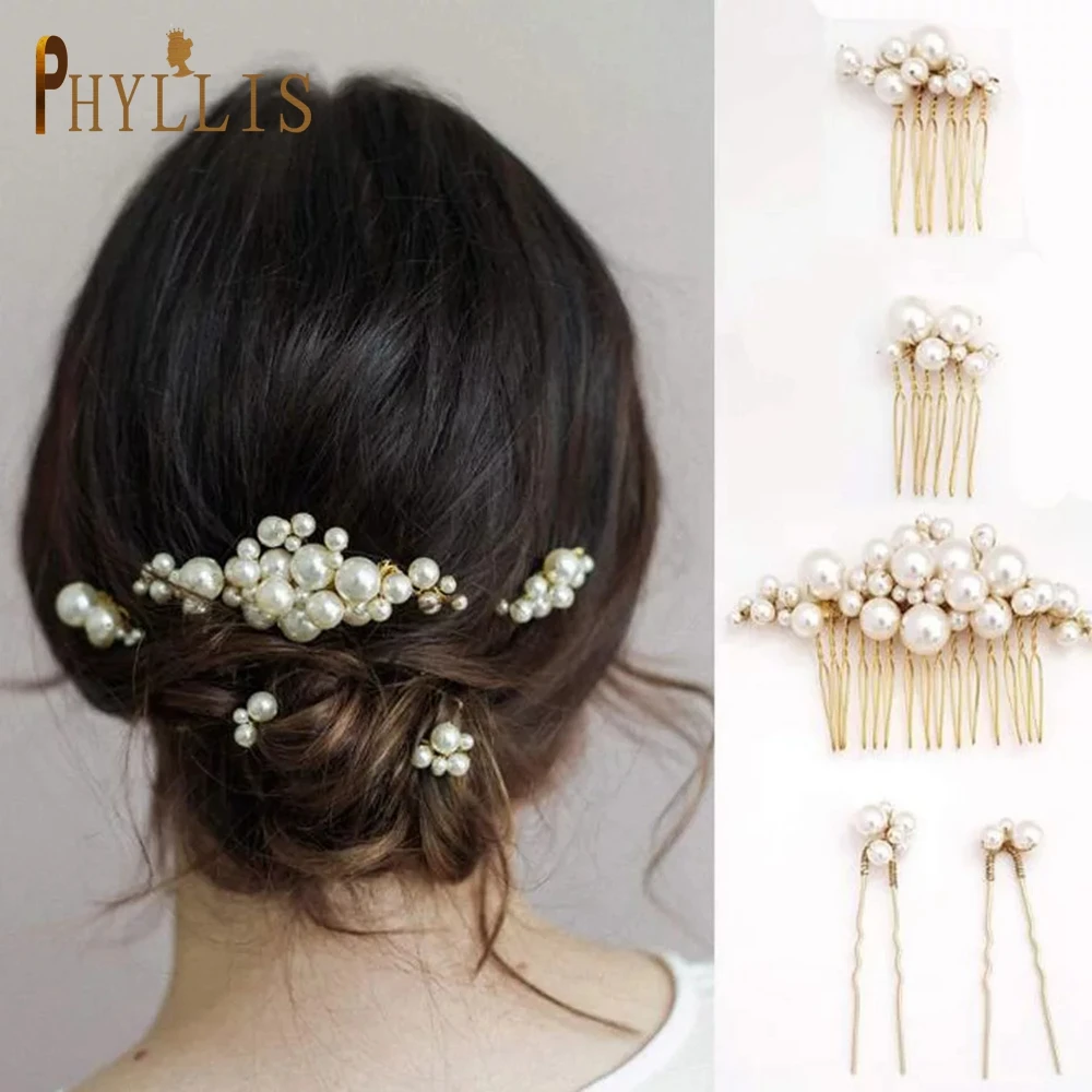 Handmade Pearl Bridal Hair Comb e Hair Pin Set para Mulheres, Ouro, Acessórios Do Casamento, Grampos De Cabelo, Headwear, Jóias, Headpieces, A149