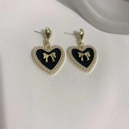 Baroque luxury vintage full women bow earrings big love earrings