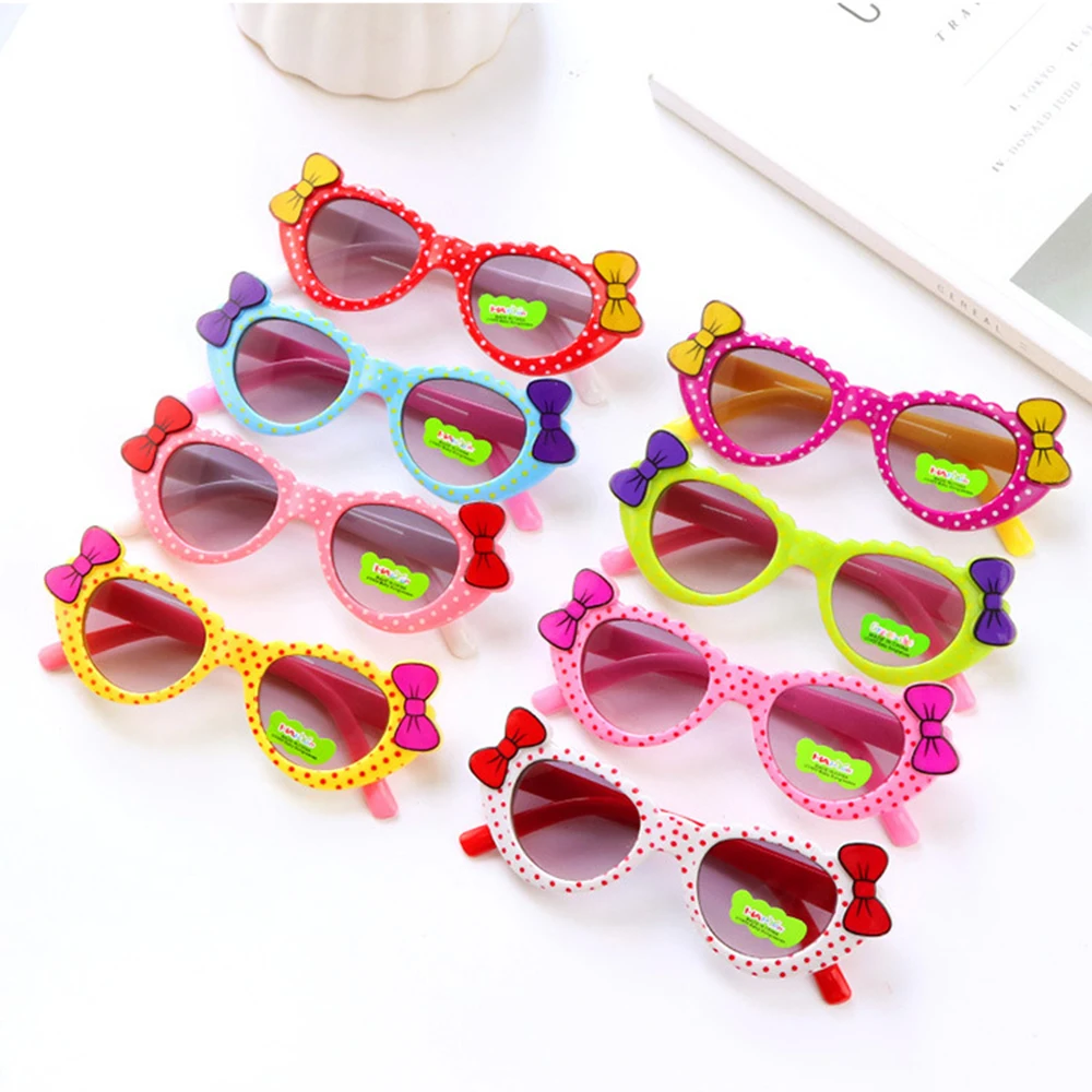 New Children's Eyeglasses Bow Kids Sunglasses Summer Uv400 Pc Resin Wave Point Sunglasses For Girls Decorative Glasses 2021