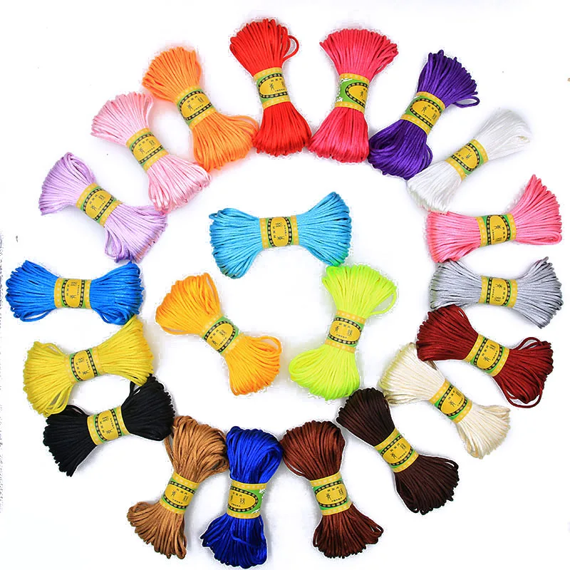 20 meter 2 mm 25 kleuren Chinese knoopkoord Rattail satijn gevlochten voor doe-het-zelf sieraden bevindingen accessoires maken materiaal armband