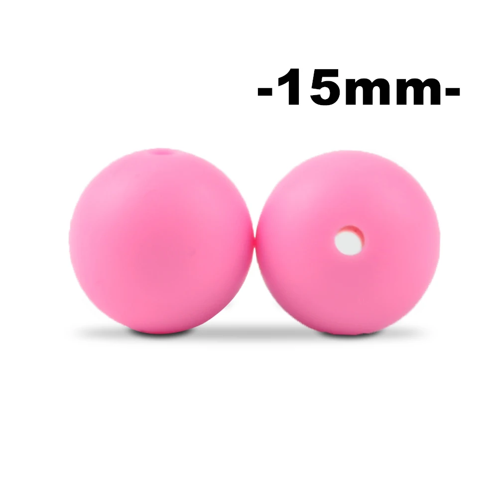 15mm 100 stuks Ronde Siliconen Kralen Bijtring Baby Verpleging Ketting Fopspeen Clip Mondverzorging BPA Gratis Food Grade Kleurrijk