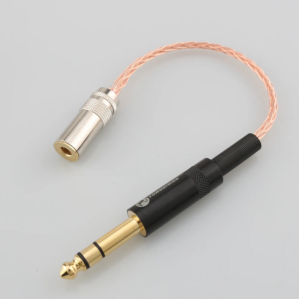 Nowe Audiocrast pojedyncze miedziane z kryształami 6.35mm TRS 3pin męski na 4.4mm zrównoważony żeński Adapter Audio kabel 1/4 6.35 do 4.4