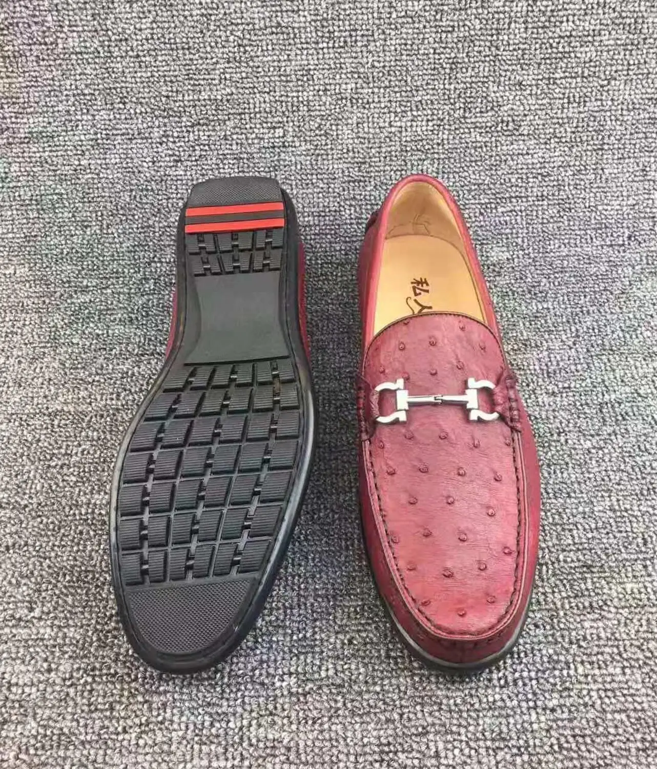 100% Genuine real Ostrich skin leather men fashion shoe with cow skin lining 2019 new style men shoes red white colors