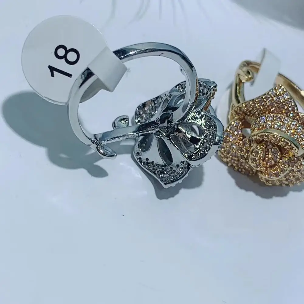 Luxury Rose Flower Stackable Rings for Women Wedding CZ Finger Rings Beads Charm Ring Bohemian Beach Jewelry  J1959