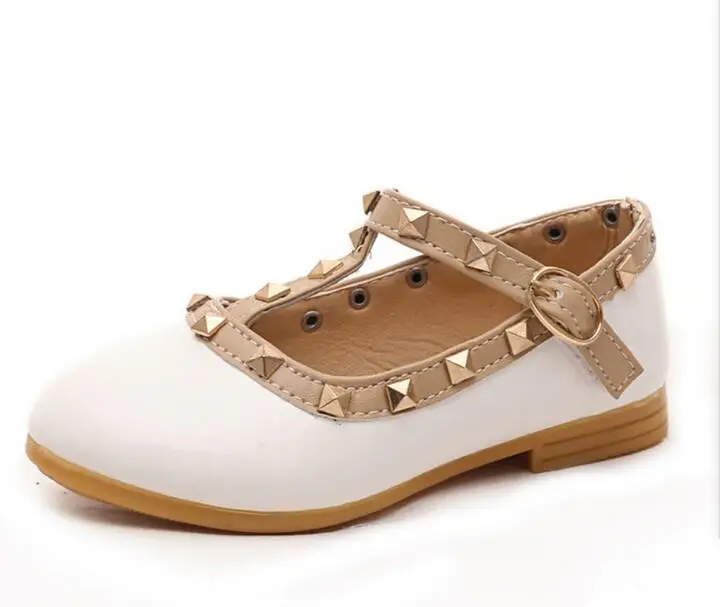 New Girls Sandals Rivets Single Shoes Kids Leather Shoes children nude sandal toddler Girls Princess Flat Dance Shoes