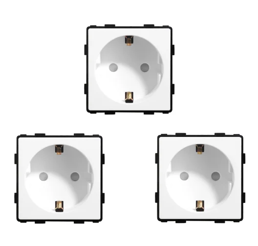 BSEED EU Standaard Enkele Stopcontact Dubbele Stekkers Met Wit Zwart Kristallen Glazen Paneel Triple Outlets 16A 110 V-250 V
