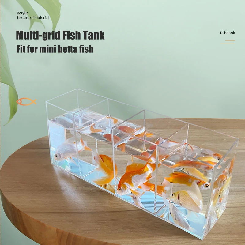 Acrylic Fish Tank Betta Fish Display Rack Multi-grid Desktop Creative Small Fish Tank Isolation Turtle Tank Miniature Landscape