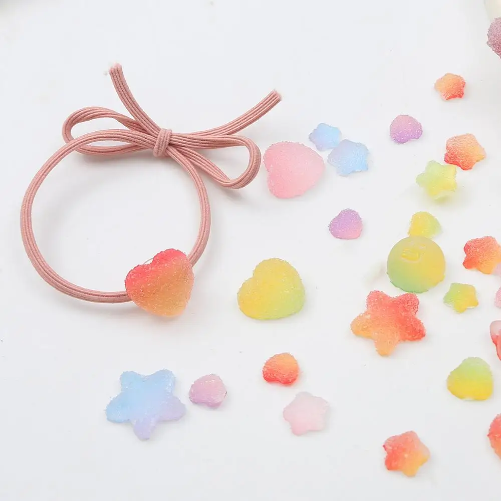 10-20pcs/lot Fancy Simulation Gradient Colorful Soft Fudge Heart Star Shapes Cabochon For DIY Hairpin Earring Jewelry Making