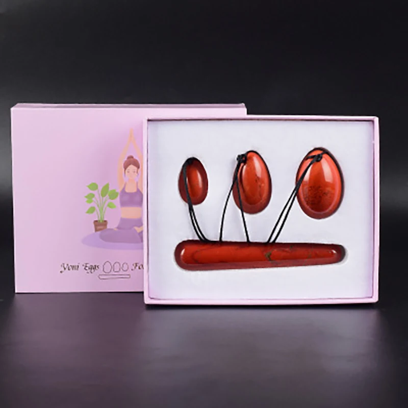 Red Jasper Yoni Massage Egg Set Yoni Wand 100% Natural Precious Gemstone Kegel Exerciser Jade Massage Balls Drop Shipping