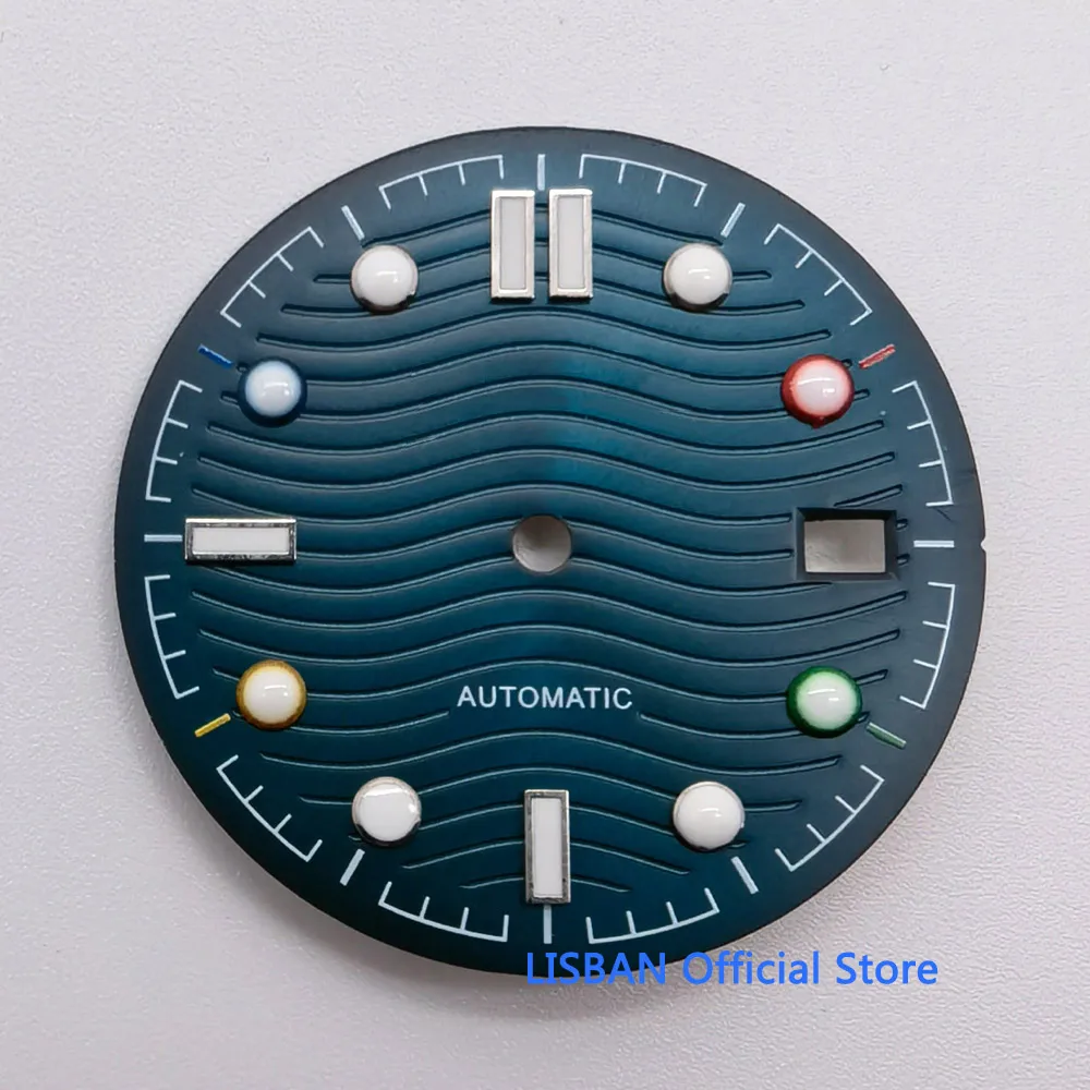 31mm Blue Dial Green Luminous Watch Dial fit NH35 Movement