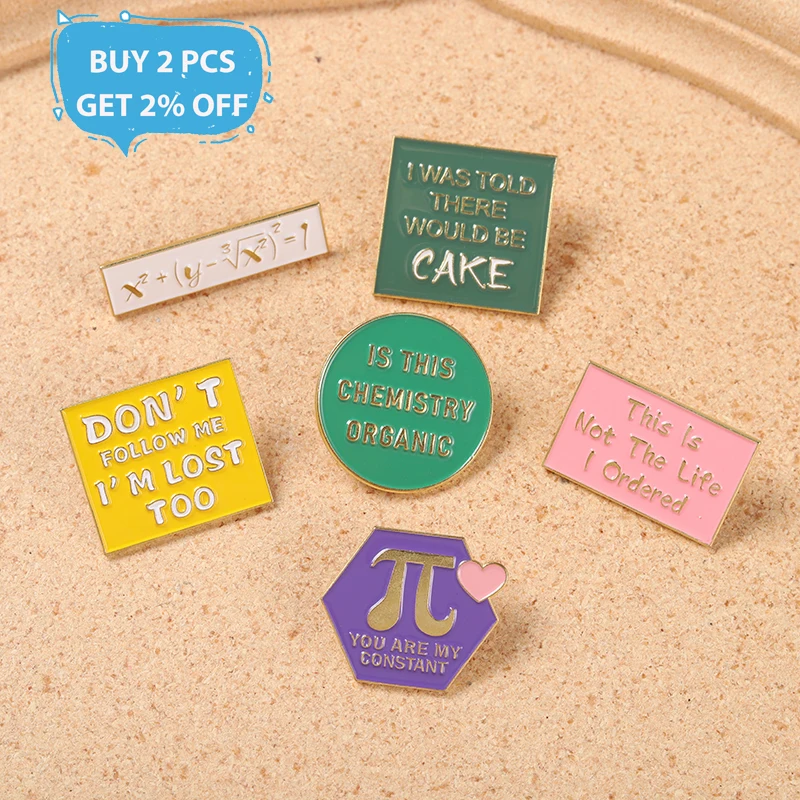 Mathematical Formula Enamel Pins Pi Chemistry Brooches Badges Collar Backpack Decoration Gift for Chemical Science Lover