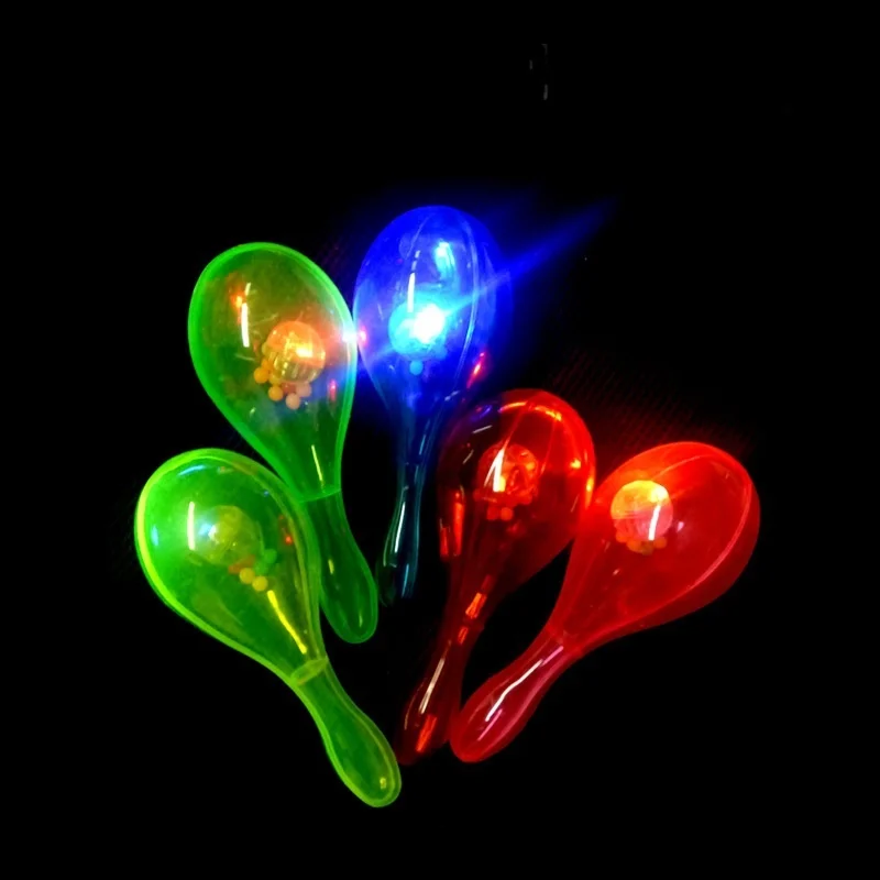 20pcs Light Maracas Neon Beach Party LED Flashing Music Hand Shakers Toy Luminous  Birthday   Holida Halloween Wedding Festival