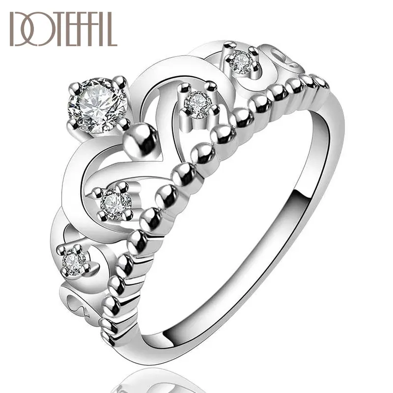 DOTEFFIL – bague couronne en argent Sterling 925 AAAAA pour femme, bijou en Zircon, à la mode, cadeau de mariage ou de fiançailles